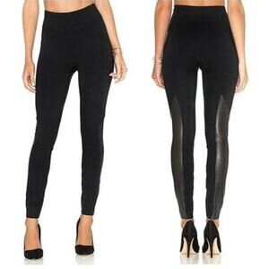 Spanx Leggings Small Women Black Perforated Faux Leather Mid Rise Ankle Slimming